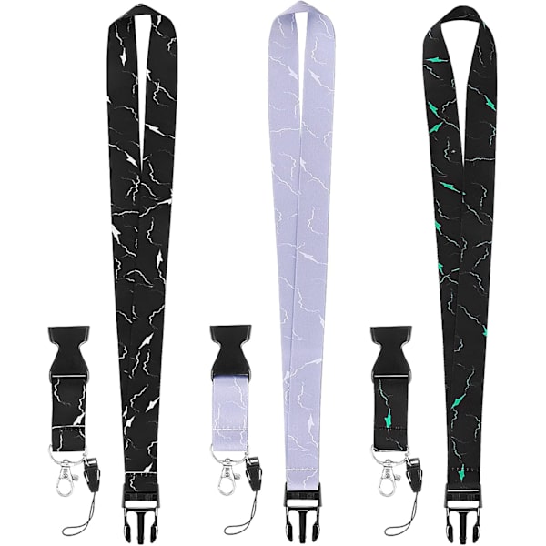 3-pack Lanyard med snabbspänne, Robust Marmor Lanyard