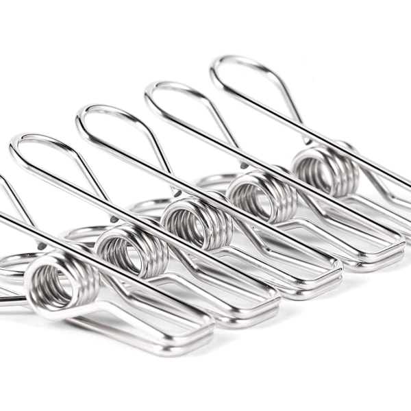 Klesklyper for Tøy - Heavy Duty Multifunksjonell Rustfritt Stål Klesklyper Metalltråd Nytteklyper Tørkeplugger Klemmer for Tøyline Silver