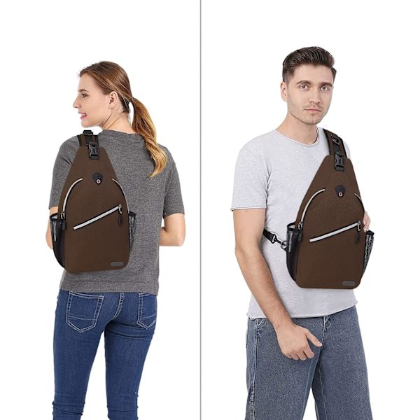 Sling-reppu, monikäyttöinen crossbody-olkalaukku, matkustus- ja vaelluspäiväreppu Caramel Brown
