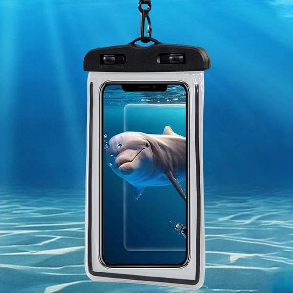 2-pack Waterproof Phone Case, Transparent Fluorescent - Universal Waterproof Case Protective Bag Waterproof Phone Case - Black
