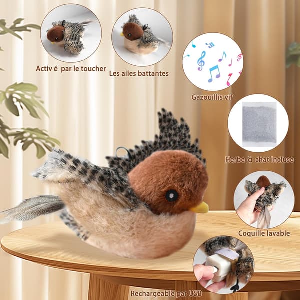 Large Bird Shaped Cat Toy, Sound Bird Toy, Simulated Chirping Bird (Chirping+Flapping+Remote Control)