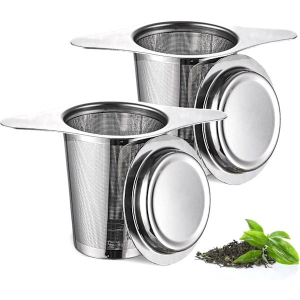 Tefilter med håndtak og lokk, teinfuser, tefilter for kopp, tesil, teinfuser, tekoppinfuser
