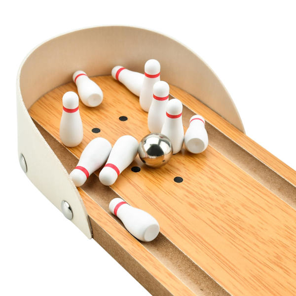 Bordsspel i miniatyrbowling, träminiatyrbowlingset för hemmakontorsleksaker, roliga födelsedagspresenter för män, kvinnor, vuxna, tonåringar, pojkar