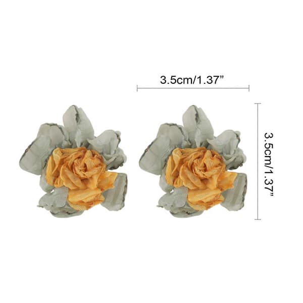 Boho Stofblad Øreringe Elegante Store Blomsterøreringe Mode Kontrast Blomster Blomsterknop Øreringe Statement Smykker Beige green