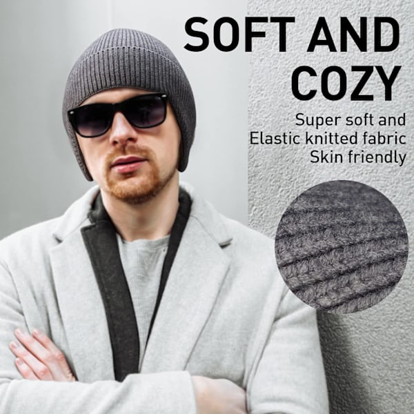 Vintermössa för män, mjuk och varm stickad mössa, andningsbar mössa för kvinnor och män, unisex utomhus Gray One size