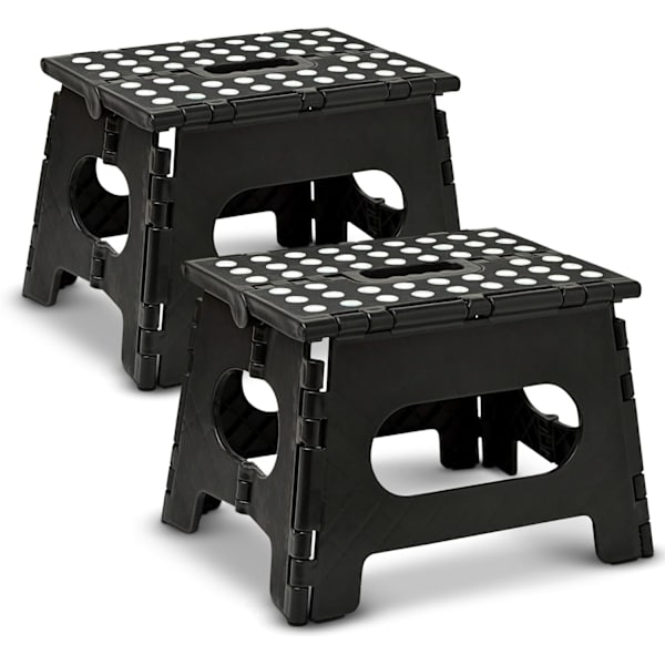 Sammenleggbar trinnkrakk - Den lette trinnkrakken er robust nok til å støtte voksne og trygg nok for barn. Åpnes enkelt med ett kast. Flott for Black 9Inch  2PACK