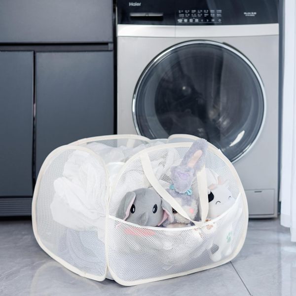 Pop-up Laundry Basket, Foldable Mesh Laundry Hamper, Collapsible Pop-up Laundry Basket
