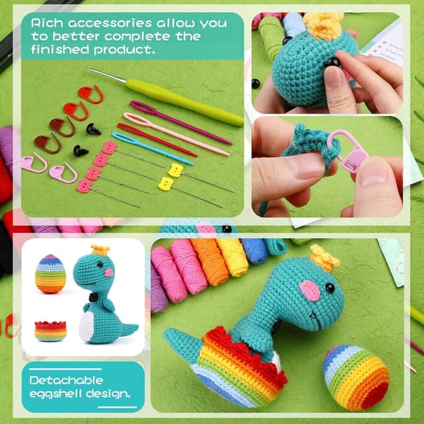 Crochet Kit for Beginners Adults, Complete Knitting Kit with Yarn, Crochet Hooks, Step-by-Step Video, Learn to Crochet Starter Kit