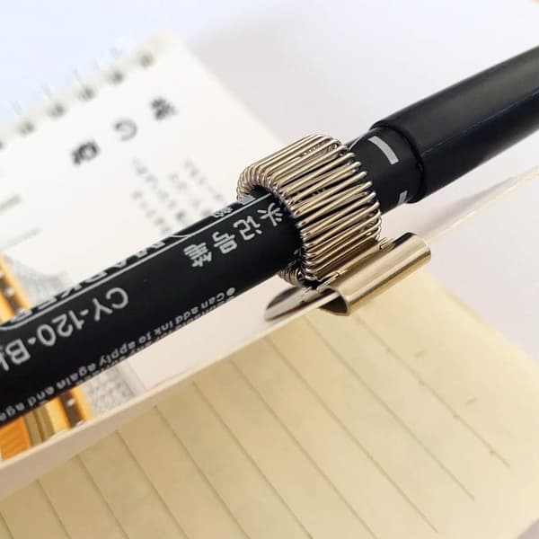 3 Pcs Metal Pen Holder Adjustable Single Spring Loop Pen Holder with Pocket Clip for Notebook and Clipboard