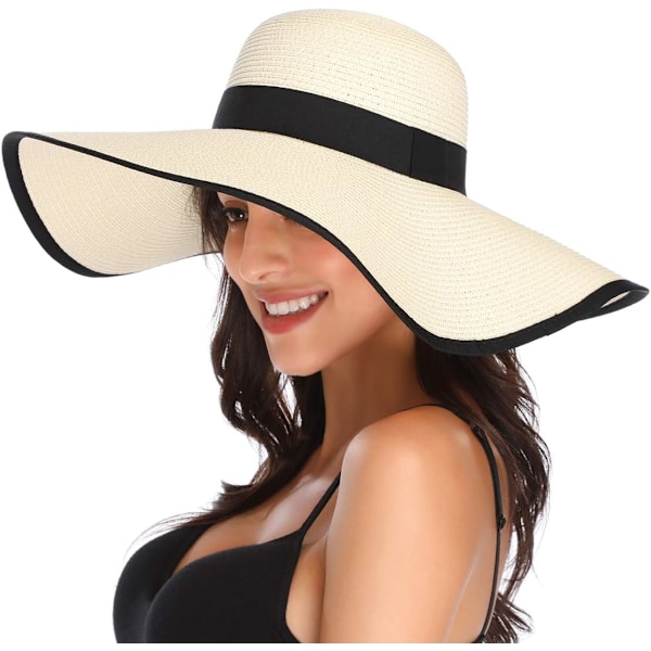 Dame Bredskygget Solhat Floppy Foldbar Rulle op Cap Strand Solhat UPF 50+ Style Civory White