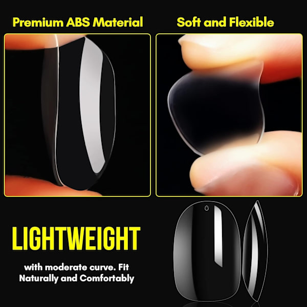 500 pcs Short Oval Nail Tips, Press-on Nails (Transparent)