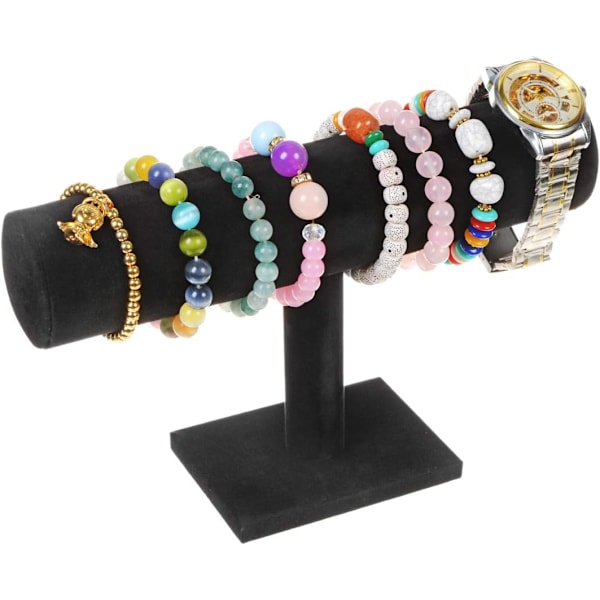 Svævende T-Bar Armbånd Halskæde Ørestik Bangle Vedhæng Anklet Tårnuret Nøgle Smykke Display Stativ til Hjem Organisation (Sort Fløjl) Black