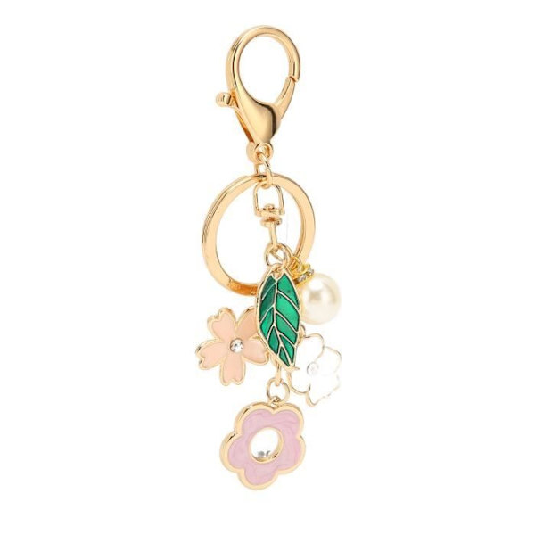Blommig nyckelring - Zinklegering - Elegant - Hållbar - Perfekt present