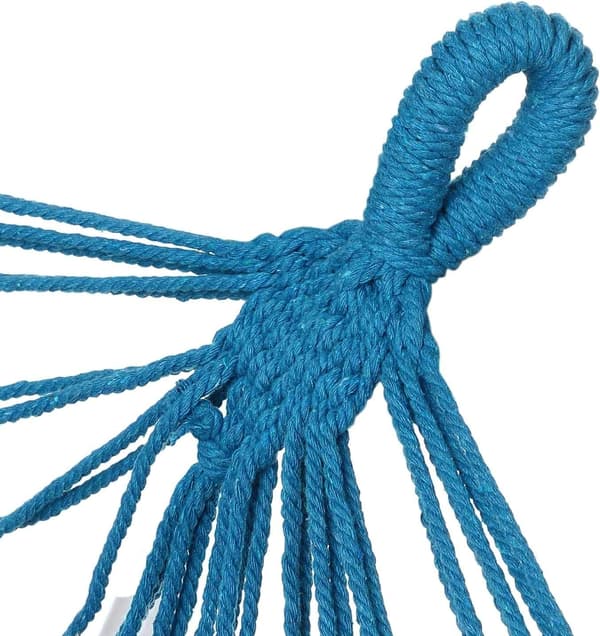 Fringe Hammock, Max. load 150 kg, Breathable, Suitable for garden and indoor use, Blue, 200 x 150 cm, Canvas