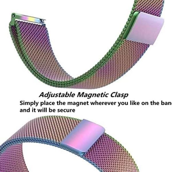 Metallisk magnetiskt klockarmband i mesh, vävt, med snabbkoppling, justerbart, ersättningsband i rostfritt stål för kvinnor och män, 14 mm, 16 mm, 18 mm, 20 mm, 22 mm, 24 mm Multicoloured 18