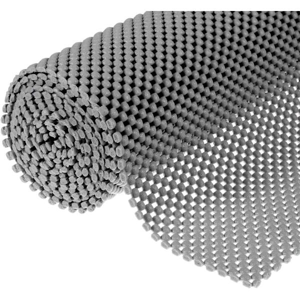 Pose Halkskyddsmatta, Rutnät PVC Halkskyddsmatta, Icke-klibbig Grip Liner Hyllfoder Halkskyddsmatta Lådfoder Badrum Köks Vattentät Golvmatta för Hemmet Dark Grey