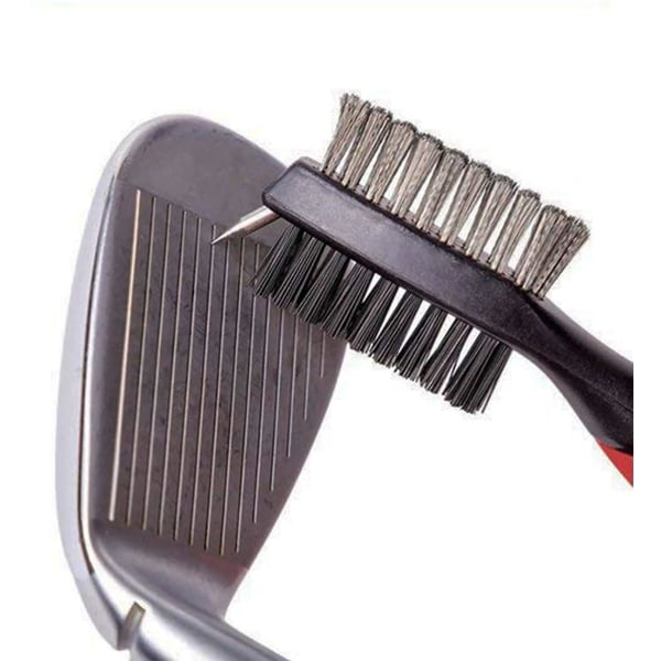 Golfkøllebørste og rillerens, nylon- og stålbørste Golfrensverktøy med uttrekkbar glidelås, aluminiumskarabin