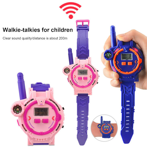 1 set barnwalkie-talkie med ficklampa inbyggd kompass tidsvisning förälder-barn interaktiv bärbar fjärrpratande klocka för present