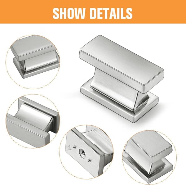 4-pack Single Hole Brushed Satin Nickel Cabinet Knobs for Kitchen Cabinet, Wardrobe, Bathroom, Dresser Drawer, Square Modern Style