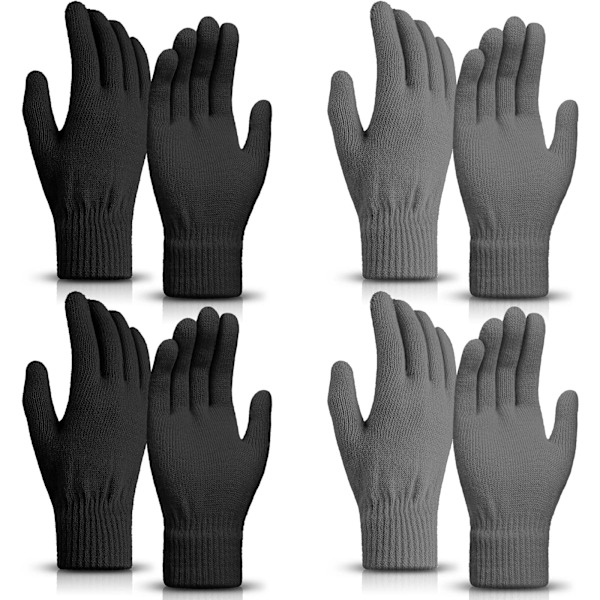 Magiske Vinterhandsker Unisex Handsker Strikkede Elastiske Votter Varme Handsker Black (2) Gray (2)