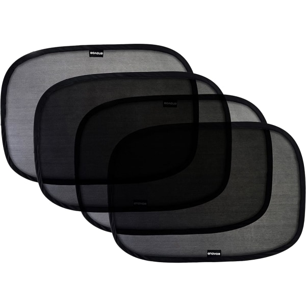 Bilvindusskjerm - (4 pakke) - 48cmx30cm Premium Cling solskjerm for bilvindusiden - Solstråler og blendingsbeskyttelse Black one size
