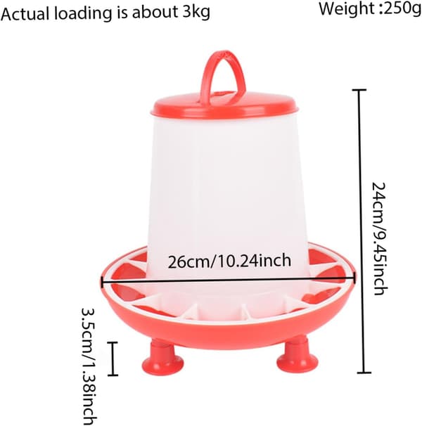 3 kg splash-proof chicken feeder, made of removable plastic with stand, suitable for ducks and chickens.