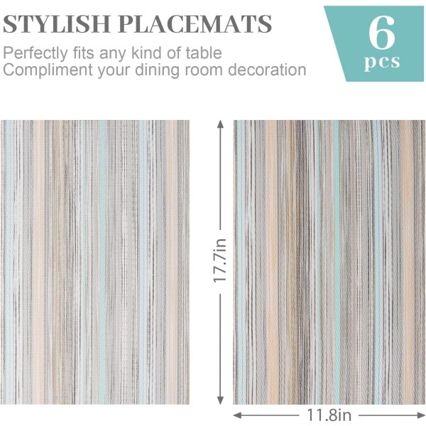 Placemats Sets of 6 for Dining Table - Rustic Woven Placemat