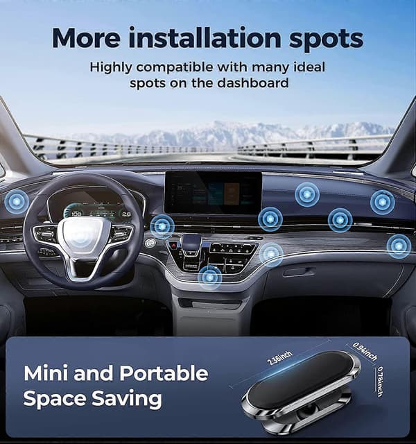 2-pack Magnetisk Mobilhållare i Metall för Bil, 360° Rotation