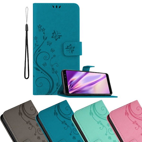 Samsung Galaxy A8 2018 Cover Case - med blomstermønster og standfunktion og kortslot