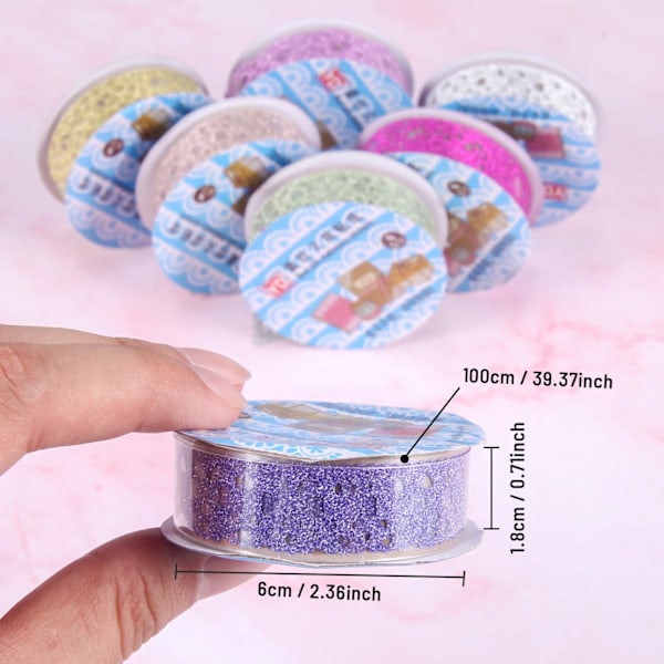 7 ruller washi tape dekorativ selvklæbende blonde tape til DIY kunst og håndværk scrapbooking kortfremstilling dekoration, 1,8 * 100 cm