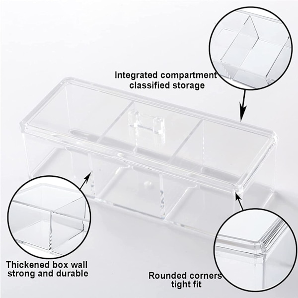 Q-tip-holderdispenser, 2-lags bomuldsholder til vatpinde, bomuldspudebeholder til badeværelsesforfængelighed bordpladeopbevaring, skuffeorganisator til Acrylic 2Layer
