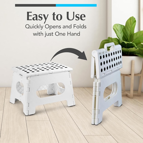 Sammenleggbar trinnkrakk - Den lette trinnkrakken er robust nok til å støtte voksne og trygg nok for barn. Åpnes enkelt med ett kast. Flott for White 9Inch  2PACK