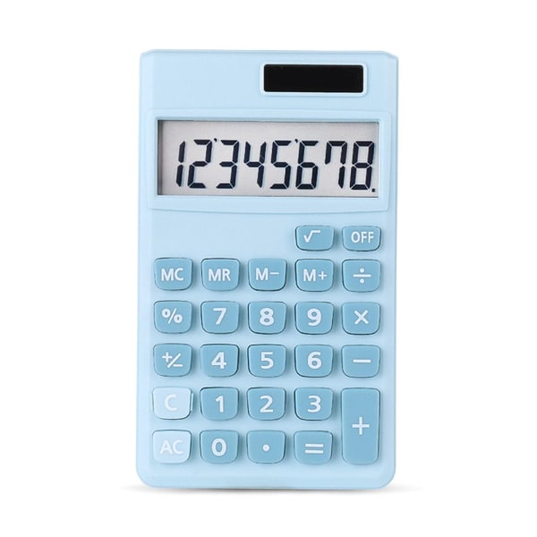 Minilaskimet, taskulaskin 8-numeroinen aurinkoparisto, pöytälaskimet, laskin, vakiotoimintojen yksinkertainen laskin pieni, sininen