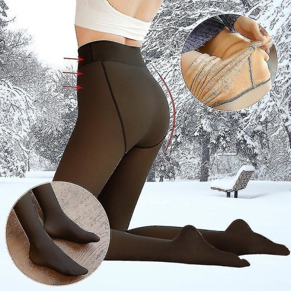 Dame Velvet Thicken Tights Varm vinterstrømpebukse Elastisk fleecestrømpebukse Høy midje kroppsstrømper-1
