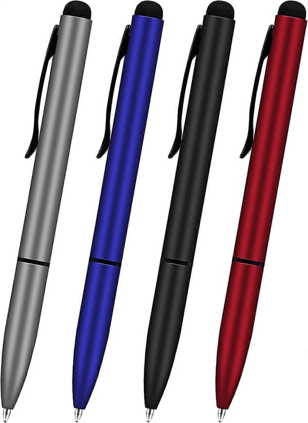 Soft Touch Click Stylus, 2-i-1 Udtrækkelig Metal Stylus, Sort Blæk, 4 (
