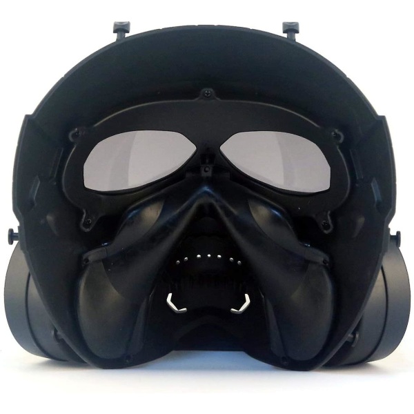 Paintballmask, taktisk helmask gasmask CS dödskallemask med dubbel turbofläkt för cosplay Halloween Wargame Masquerade