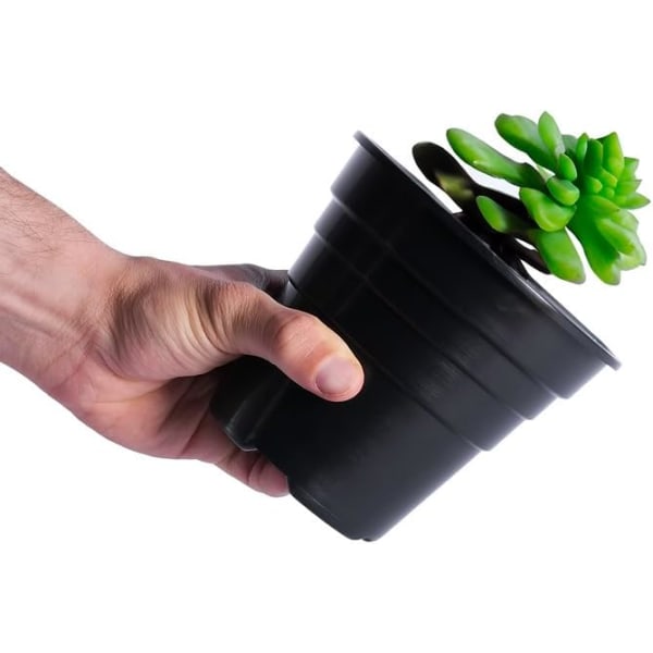 - 15cm Gloss Black - Pakke med 10 Premium Plastplantepotter - Genanvendelige Blomsterpotter til Indendørs/Udendørs Hjemmeindretning Havearbejde - Rund, Robust, UV-Res Black 15CM