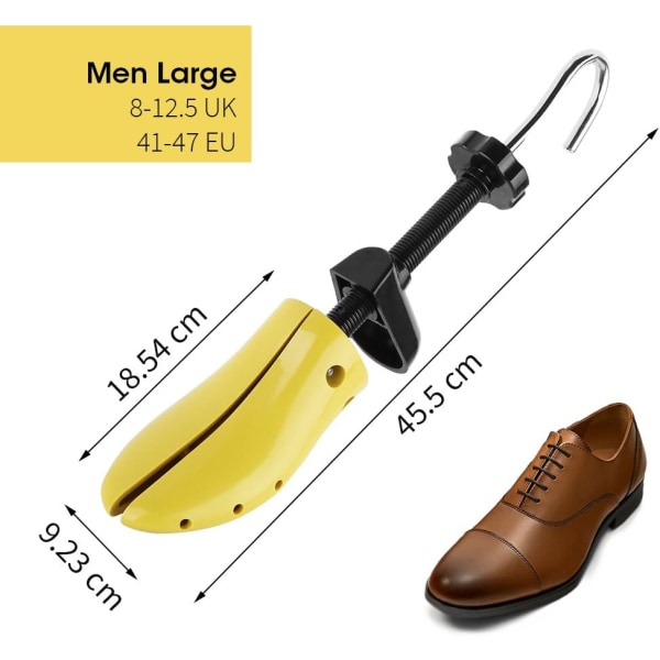 Professionell skosträckare Tufft skoträd i plast, justerbar längd och bredd Slitstark skoformare för män (storlek 8-12,5 UK/41-47 EU)