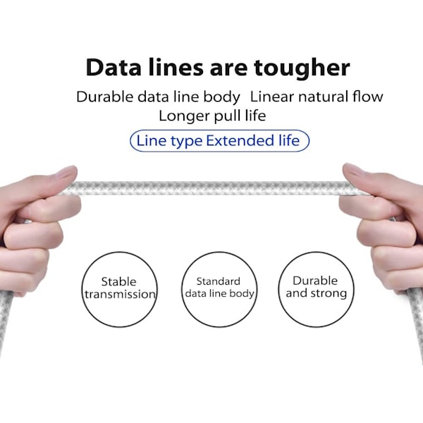 iPhone-laderkabel, 3-pakning 3FT/1M lynkabel i nylonflettet iPhone hurtigladekabel kompatibel med iPhone 13 12 11 Pro Max Mini XS XR X 8 7 6 Silver