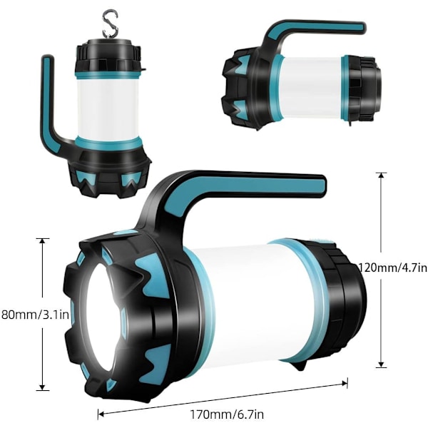 Uppladdningsbar campinglampa, campinglykta med 1000 lumen, multifunktionell LED-campinglampa med 6 lägen vattentät utomhusstrålkastare Torch Lanterns Torch Lanterns