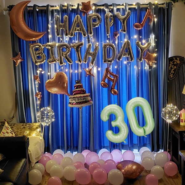 Nummerballonger, färgglada heliumsiffror födelsedagsballonger, självuppblåsande sifferballonger, folieballong för födelsedagsfest, nyårsdekoration Olive-g #30 Large
