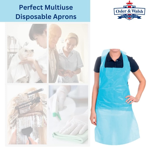 Osler & Walsh Premium engangsforklæder til kvinder og mænd (blå, 5x200 pakke), 700mm x 1170mm polyethylenforklæder til voksne, 16 mikron fladt pakket Blue 1000 Aprons