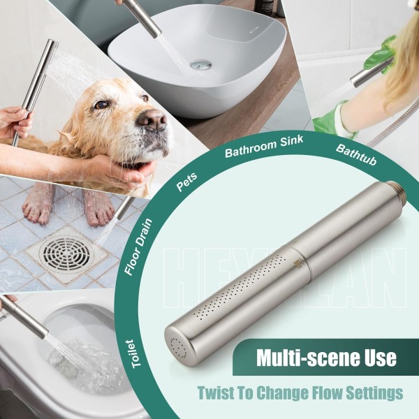 Håndholdt dusj håndholdt dusjspray baderom dusjstav høytrykks luksus hånddusj messing høystrøms hånddusjhode, dobbeltfunksjoner Brushed Nickel Dual Functions Style