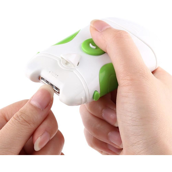 2 i 1 Elektrisk nagelklippare Bärbar Elektrisk nagelklippare Nageltrimmer Säker Manikyr Pedikyr Verktyg för Användning på Barn White and Green