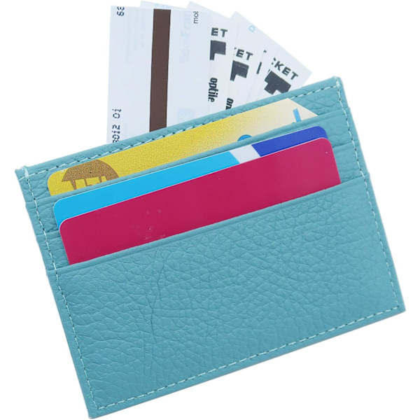 Äkta läder korthållare 7 kortplatser Minimalistisk Ultra Slim för jacka, byxor Turquoise