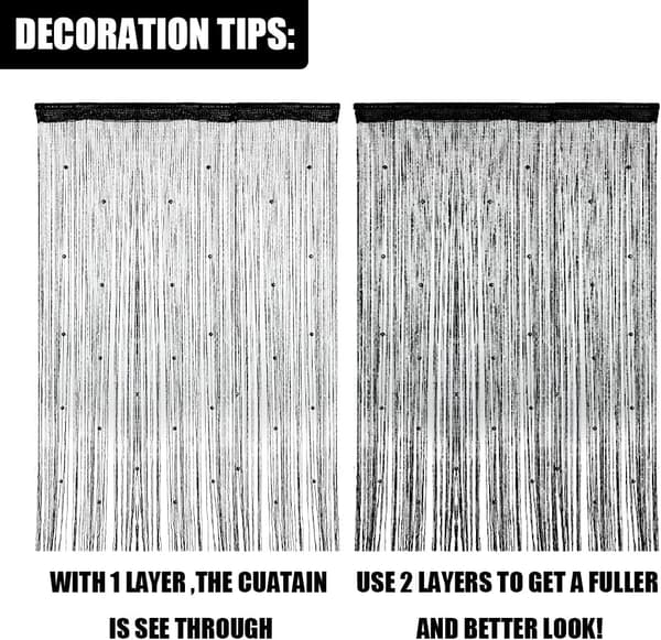 Thread Curtain Panel, Glitter Door Wall Window Doorways Panel Fly Screen Fringe Room Divider Blinds, Tassel Ribbon