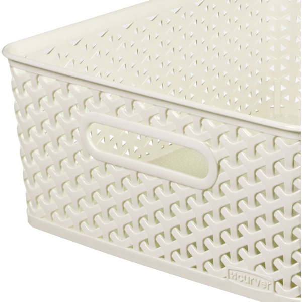 My Style Rattan Look Sæt med 3 Opbevaringskurve i Flet - 13 Liter - Hvid White 3 x 12L Medium