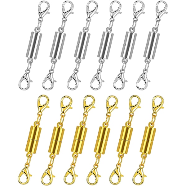 12 kpl magneettiset kaulakorun lukot korujen valmistukseen, rannekorun lukot ja sulkimet kaulakoruille Kiinnikkeet Ketjulukot Jatke korujen valmistukseen G Gold,Silver
