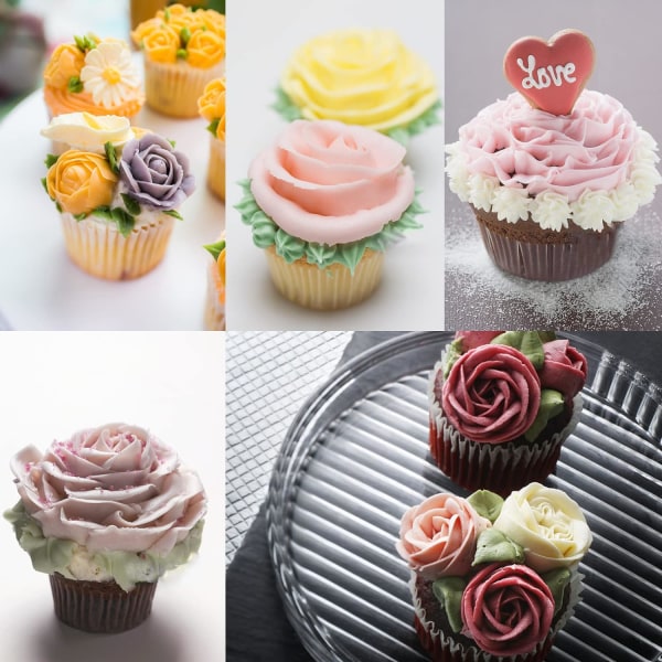 Blomster Piping Dyse, 7stk Blomsterblad Ruffle Piping Dyse Sett Rose Konditortips Glasur Frosting Tips Bakeverktøy Rustfritt Stål Kakedekoreringssett for Rose Nozzles