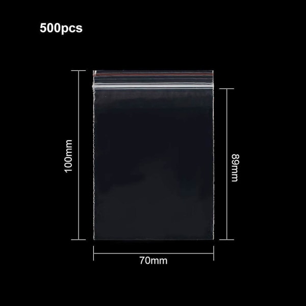 Erä 500 kpl muovipussia Vetoketjulla suljettavat läpinäkyvät pienet taskut 10x7cm Paksuus: 0,04mm (x)